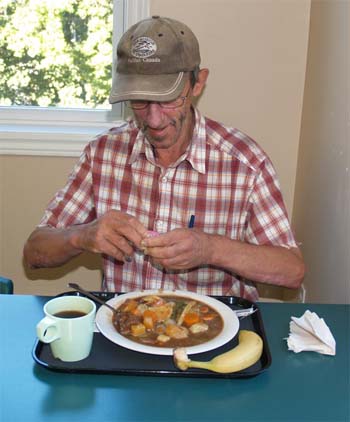 Enjoying a meal at Hope Cottage